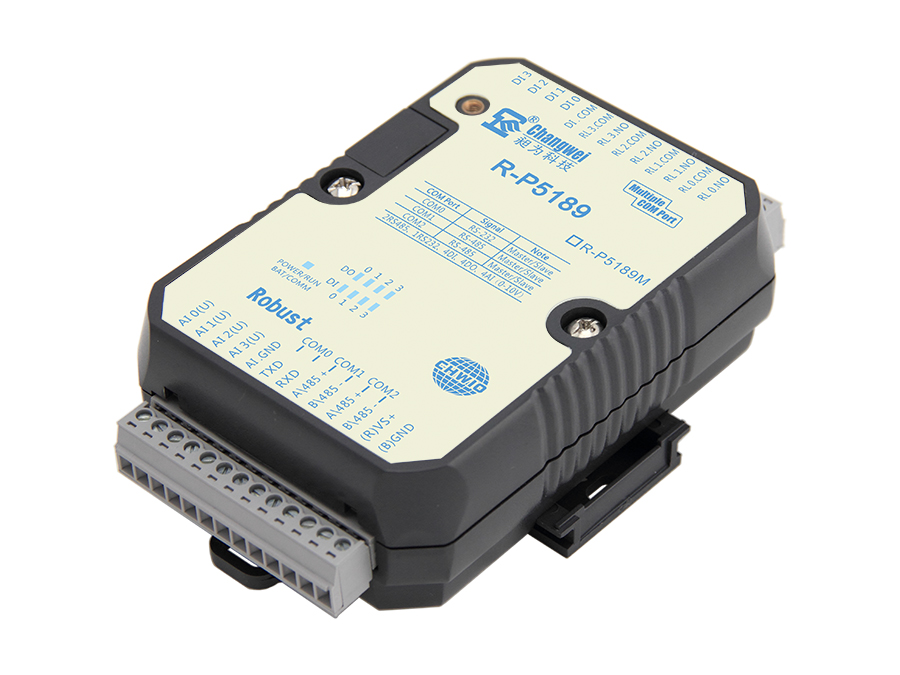 R-P5189增強(qiáng)型4DI/4DO/4AI智能IO控制器（PLC）2路RS485和1路RS232通訊口,4路開(kāi)關(guān)量輸入,4路繼電器輸出,4路模擬量0-10V電壓輸入,標(biāo)準(zhǔn)Modbus RTU和Modbus ASCII/自由協(xié)議